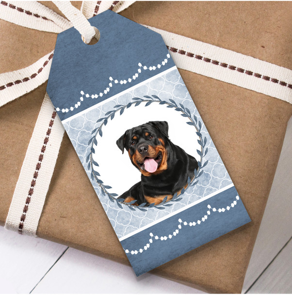 Rottweiler Dog Blue Birthday Present Favor Gift Tags