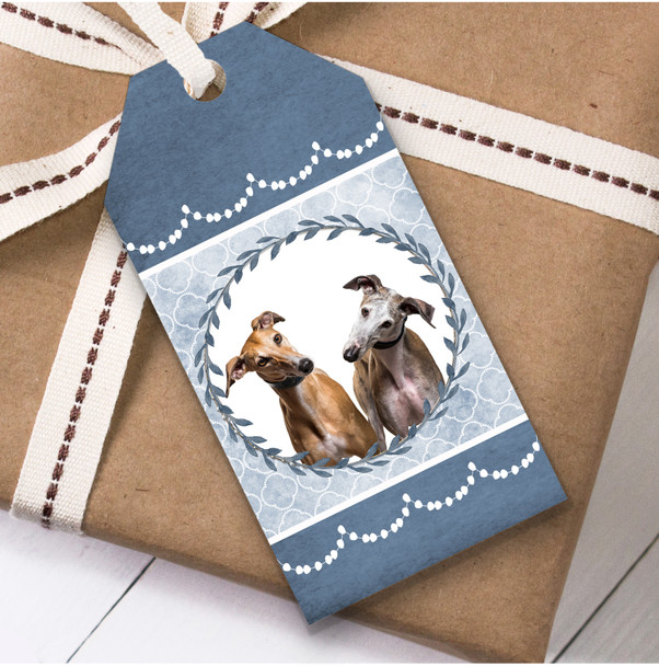 Greyhound Dog Blue Birthday Present Favor Gift Tags