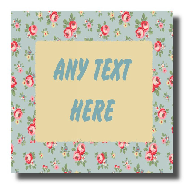 Floral Blue Pink Personalised Drinks Mat Coaster