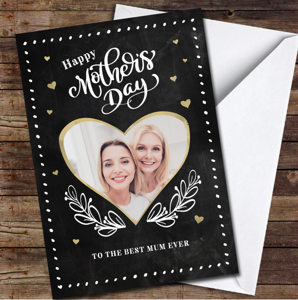 Photo Vintage Chalk Heart Personalised Mother's Day Card