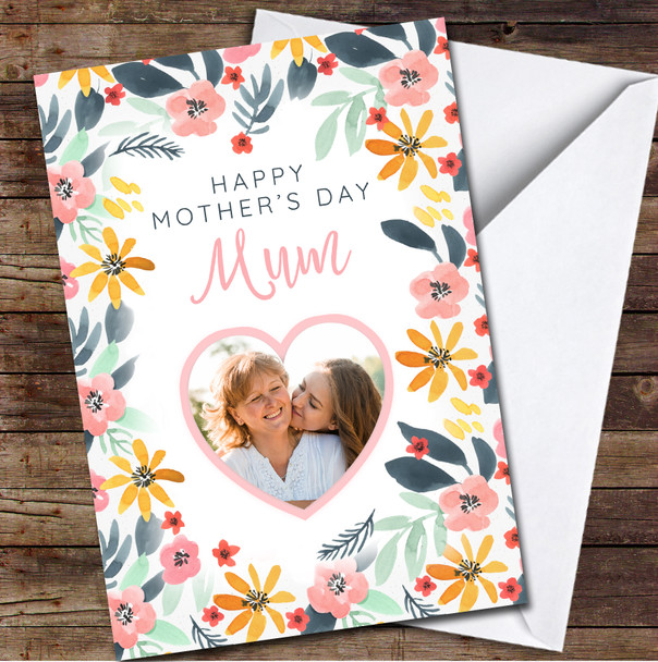 Flower Heart Your Photo Personalised Mother's Day Card
