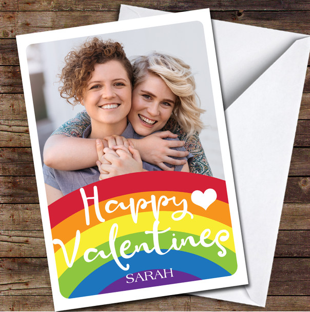 Photo Rainbow Lgbt Colour Pride Personalised Valentine's Day Card