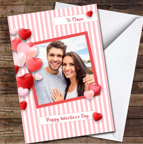 Your Photo Red Hearts Balloon Personalised Valentine's Day Card