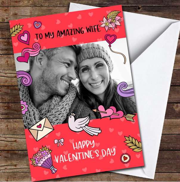 Your Photo Cartoon Stickers Personalised Valentine's Day Card