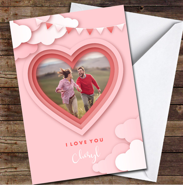Pink Heart Your Photo Personalised Valentine's Day Card