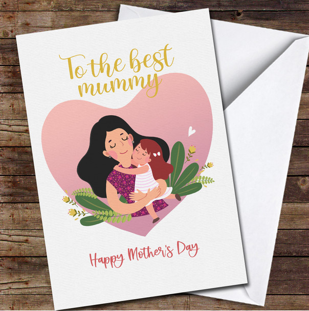 Black Hair Mother Hugging Her Daughter Gold Personalised Mother's Day Card