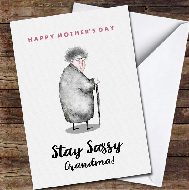 Funny Illustration Of Sassy Grandma Personalised Mother's Day Card