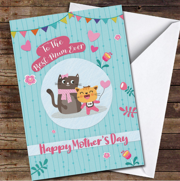 Mother Cat With Baby Personalised Mother's Day Card