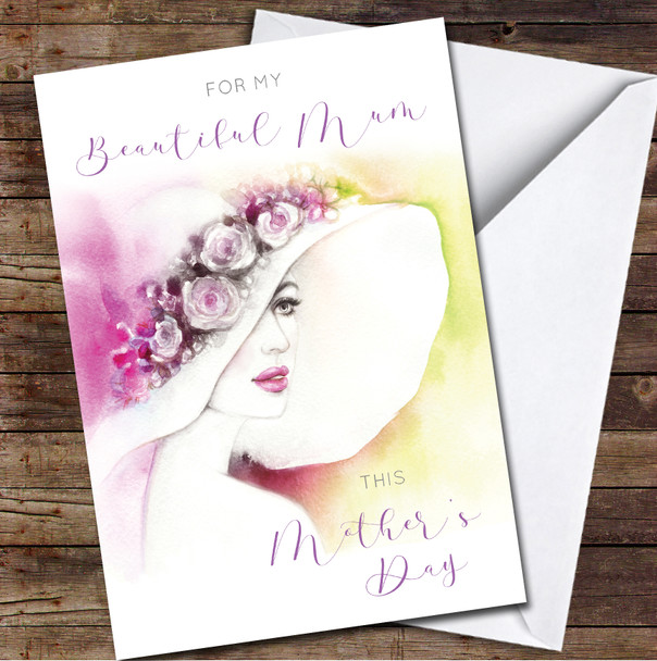 Painted Hat Beautiful Mum Fashion Personalised Mother's Day Card