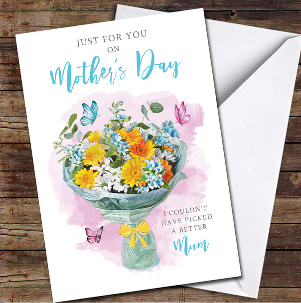 Painted Bouquet Flowers Gift Personalised Mother's Day Card