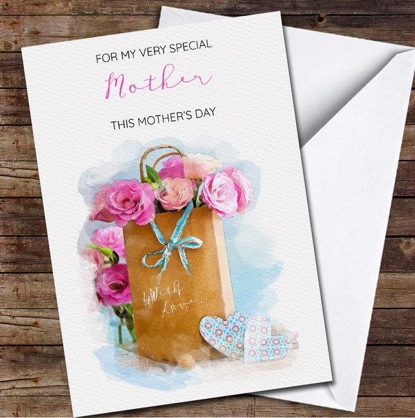 Mother Painted Flowers Gift Personalised Mother's Day Card