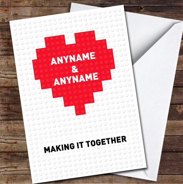 Building Blocks Heart Making It Together Personalised Valentine's Day Card