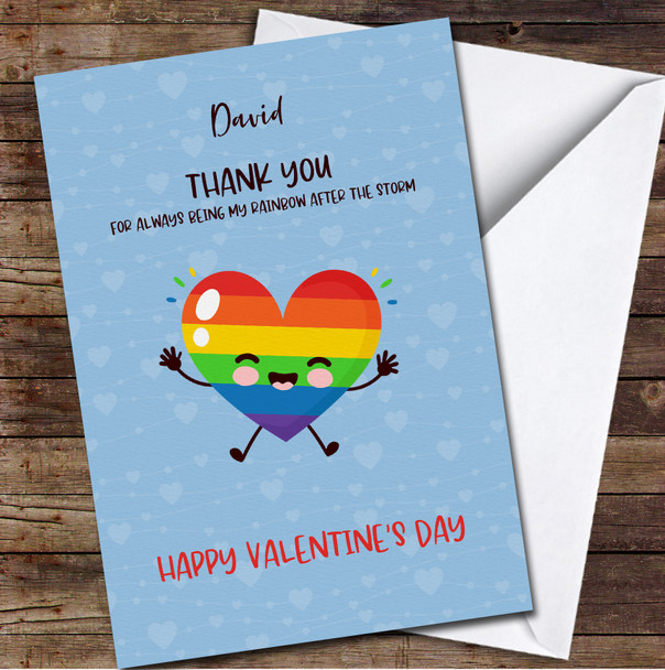Cute Happy Smiling Lgbt Heart Character Personalised Valentine's Day Card