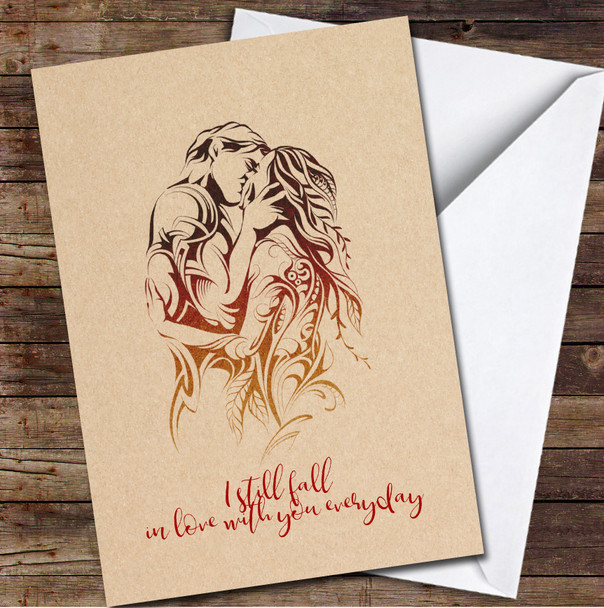 Kissing Couple On Romantic Background Personalised Valentine's Day Card