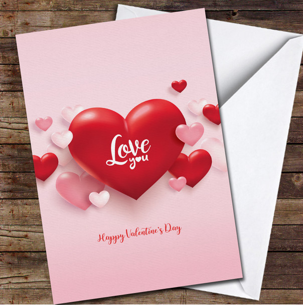 Happy S Day With Pink And Red Hearts Personalised Valentine's Day Card