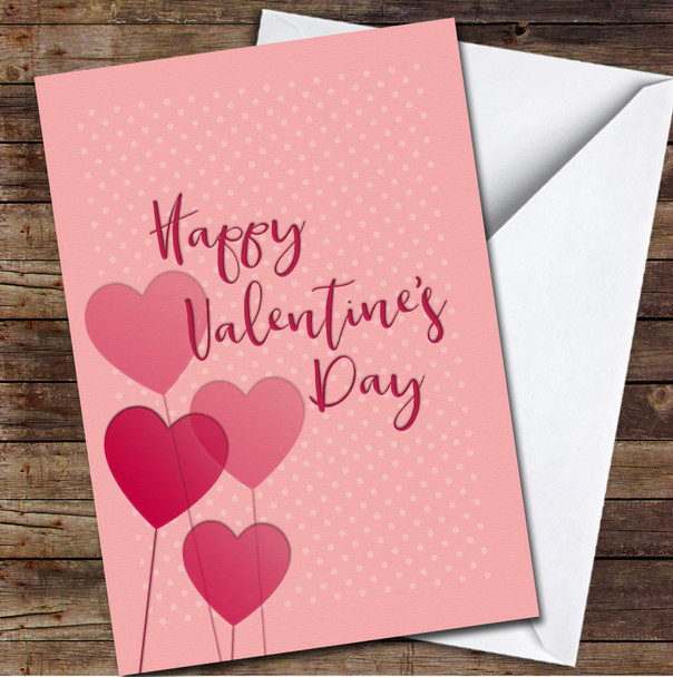 Hearts Balloon Pink Background Personalised Valentine's Day Card