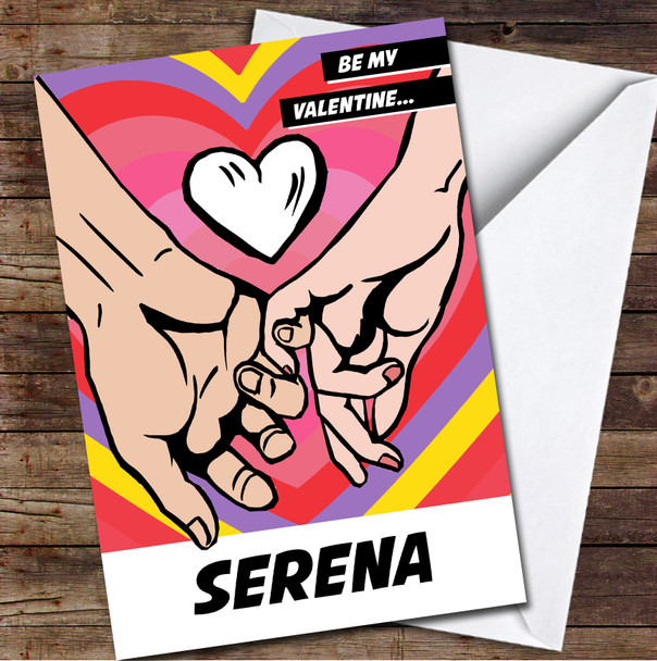 Retro Comic Book Lovers Hands Personalised Valentine's Day Card