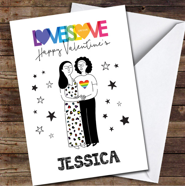 In Love Lesbian Couple Pride Personalised Valentine's Day Card