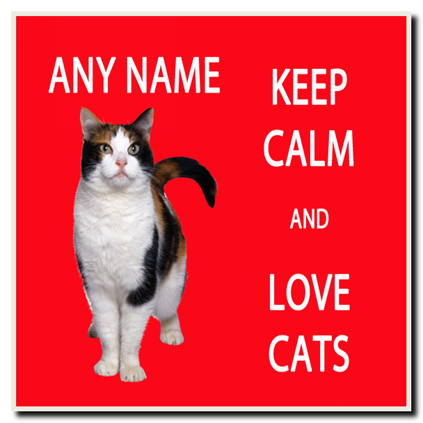 Keep Calm And Love Cats Personalised Drinks Mat Coaster