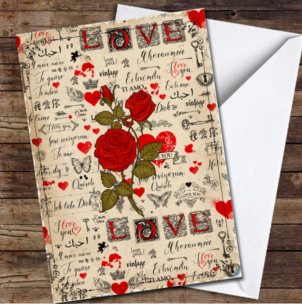 Red Roses On Love Background Personalised Valentine's Day Card