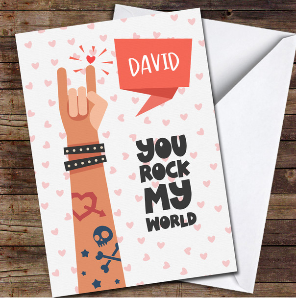 Rock Hand Hearts Background Personalised Valentine's Day Card