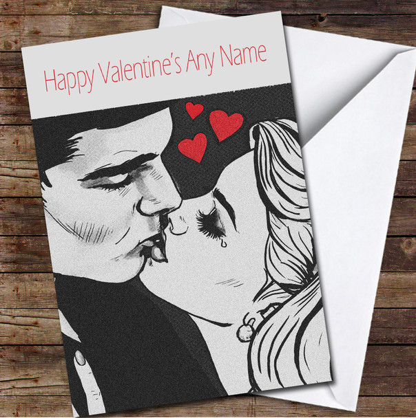 Tearful Lady Kissing Couple Personalised Valentine's Day Card