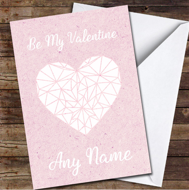 White Heart On Rustic Pink Personalised Valentine's Day Card