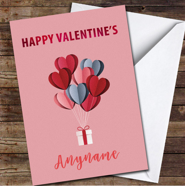 Hearts Balloons Gift Personalised Valentine's Day Card