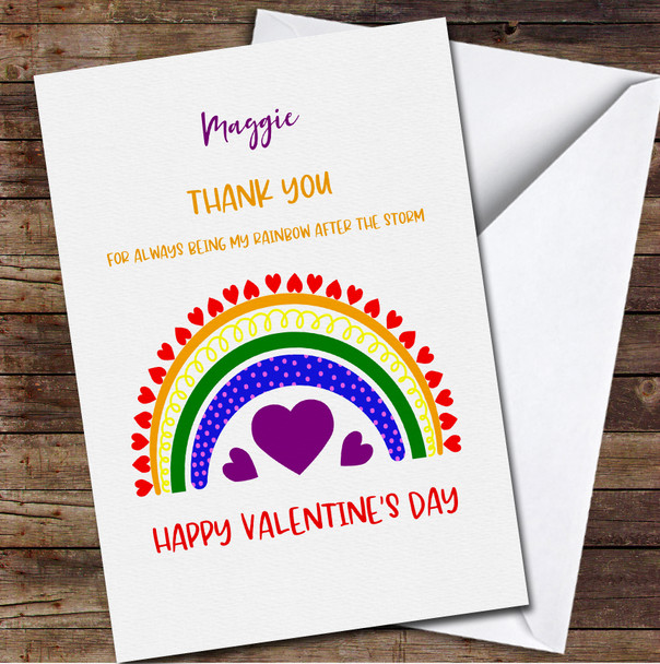 Rainbow Purple Heart Personalised Valentine's Day Card