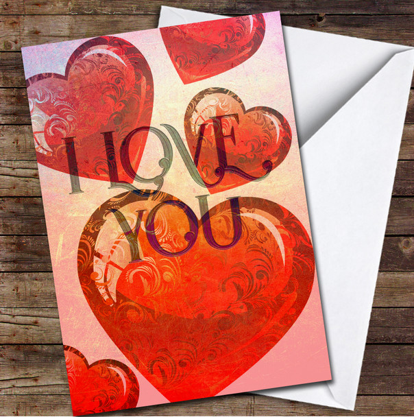 Vintage Style Hearts Personalised Valentine's Day Card