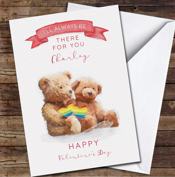 Gay Teddy Bear Cute Personalised Valentine's Day Card