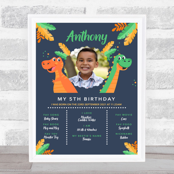 Dinosaur Photo Any Age Birthday Favourite Things Interests Milestones Gift Print