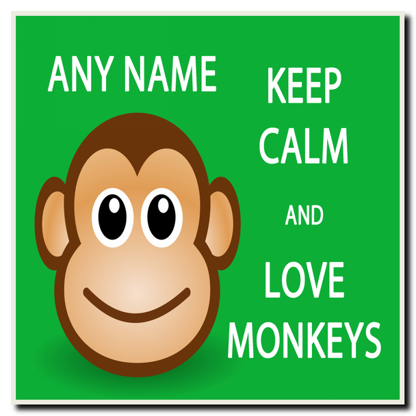 Keep Calm And Love Monkeys Personalised Drinks Mat Coaster