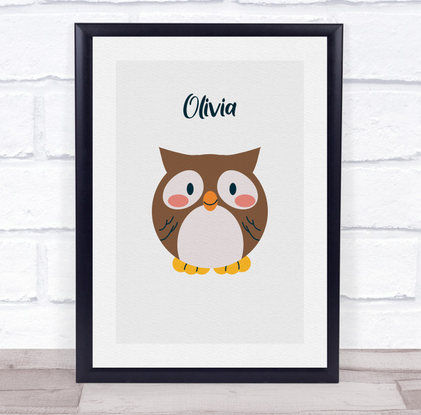 Owl Initial Letter O Personalised Children's Wall Art Print