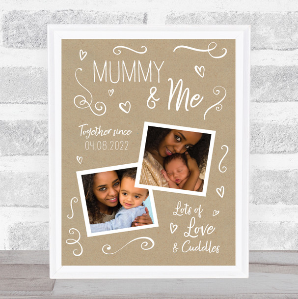 Mummy And Me Baby Photo Doodles Mother's Day Kraft Birthday Gift Nursery Print