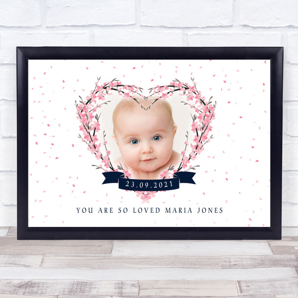 New Baby Birth Details Christening Nursery Blossom Photo Keepsake Gift Print