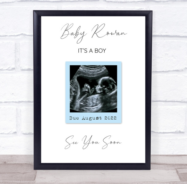 Baby Scan Picture Photo Pregnancy Gender Reveal Boy Keepsake Gift Print