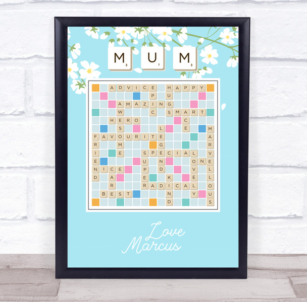 Scrabble With Mum Beautiful Floral Personalised Gift Art Print