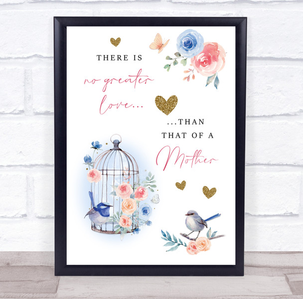 No Greater Love Than That Of A Mother Bird Cage Personalised Gift Art Print