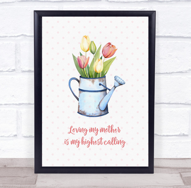 Watercolour Water can Flowers Loving Mother Personalised Gift Art Print