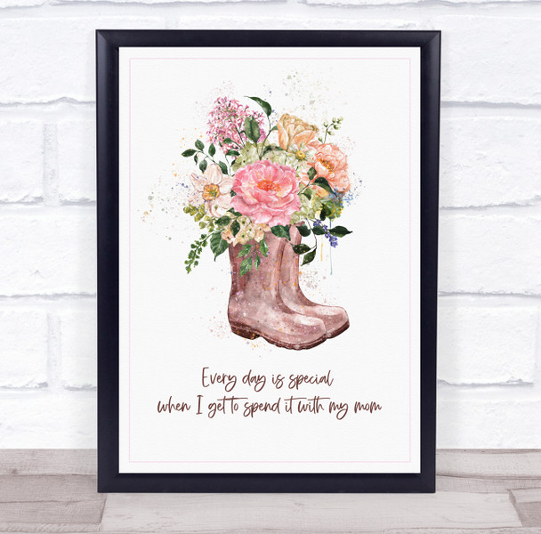 Wellies With Flowers Mum Personalised Gift Art Print