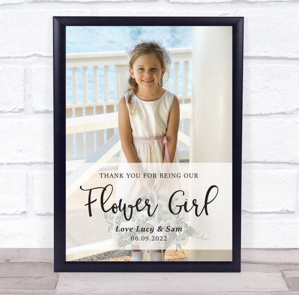 Flower girl Thank You Photo Minimal Details Personalised Gift Art Print