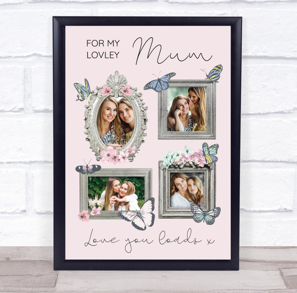 For My Lovely Mum Photo Frame Pink Personalised Gift Art Print