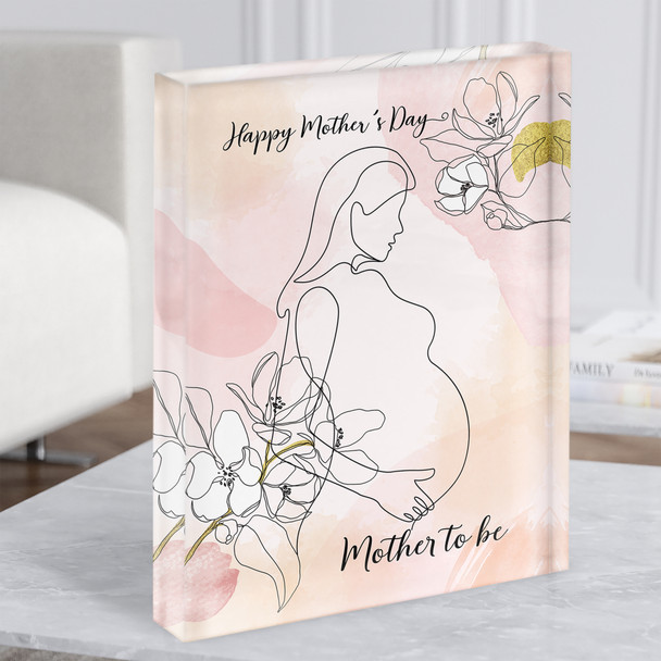 Line Art Mum Pregnancy Pastel Personalised Acrylic Block