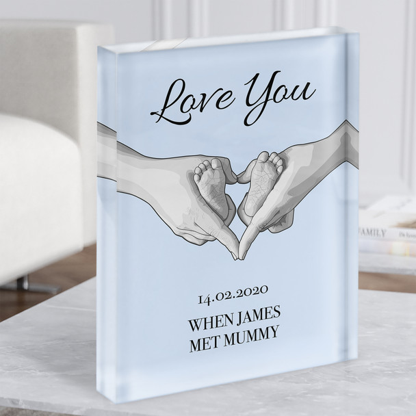 Mummy & Baby Feet When We Met Personalised Acrylic Block