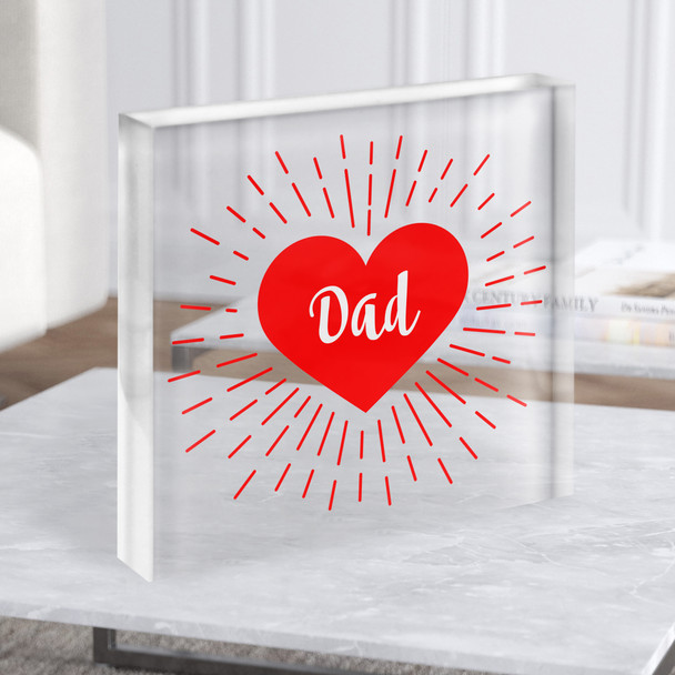 Electric Heart Dad Transparent Square Personalised Gift Acrylic Block