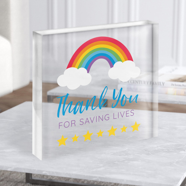 Thank You Rainbow Nurse Doctor Police Hero Square Gift Acrylic Block