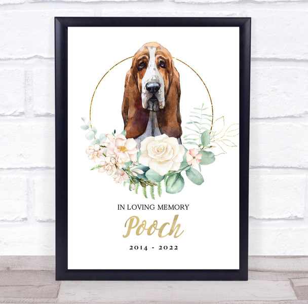 Basset Hound Dog Pet Memorial Loving Memory Personalised Wall Art Gift Print