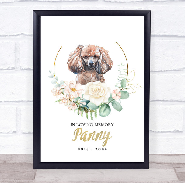 Poodle Dog Pet Memorial Loving Memory Personalised Wall Art Gift Print