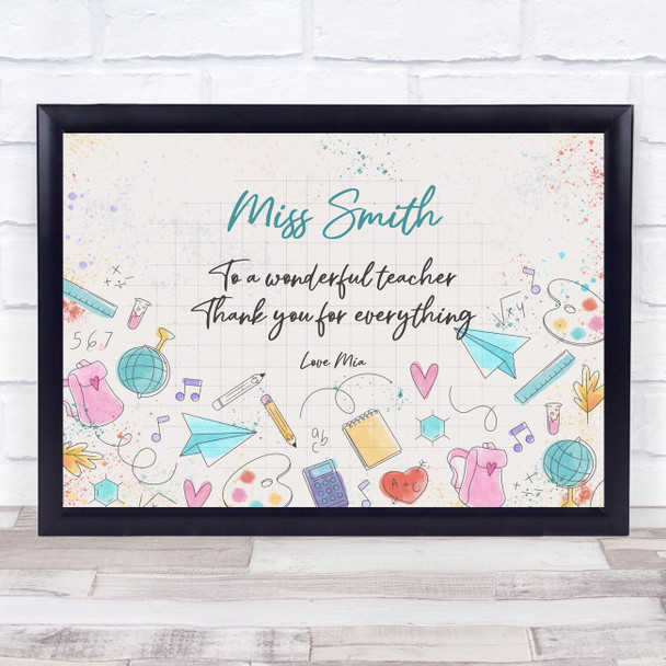 School Elements Thank You Teacher Personalised Wall Art Gift Print